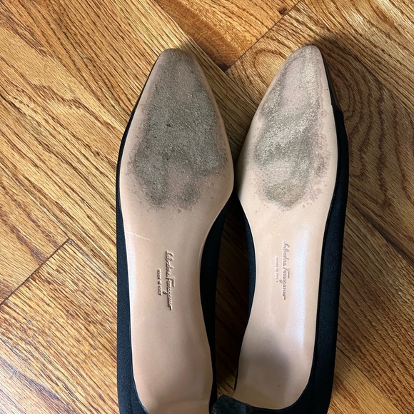 Salvatore Ferragamo Black Leather Cap Toe Heels - Picture 9 of 10